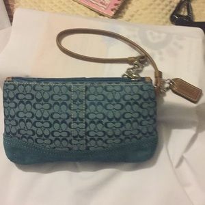 Coach wristlet turquoise lightly used